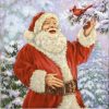 Dekorszalvéta - Happy Santa Claus with Bird